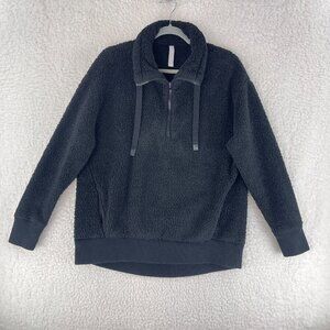 Athleta Black Talus Sherpa Half Zip‎ Sweater Womens Long Sleeve Soft Size Medium